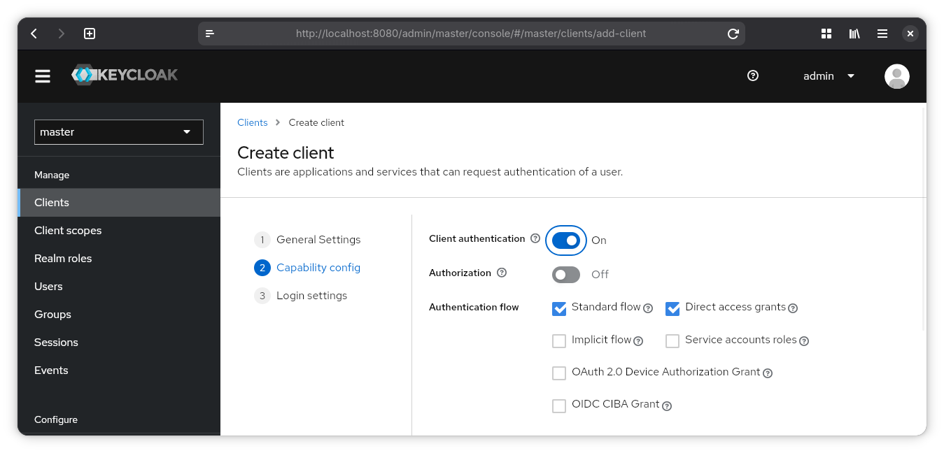 Keycloak client Capability