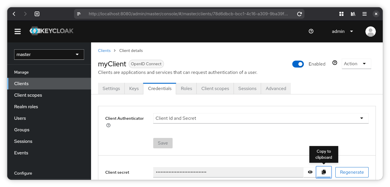 Keycloak client secret