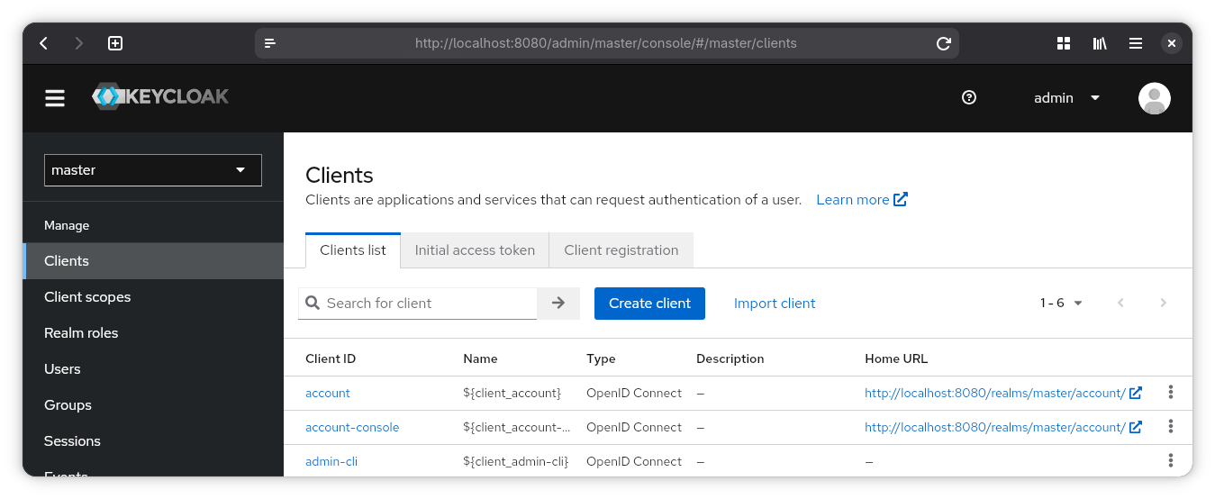 Keycloak clients