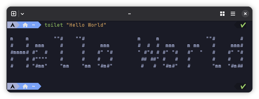 Sample toilet output